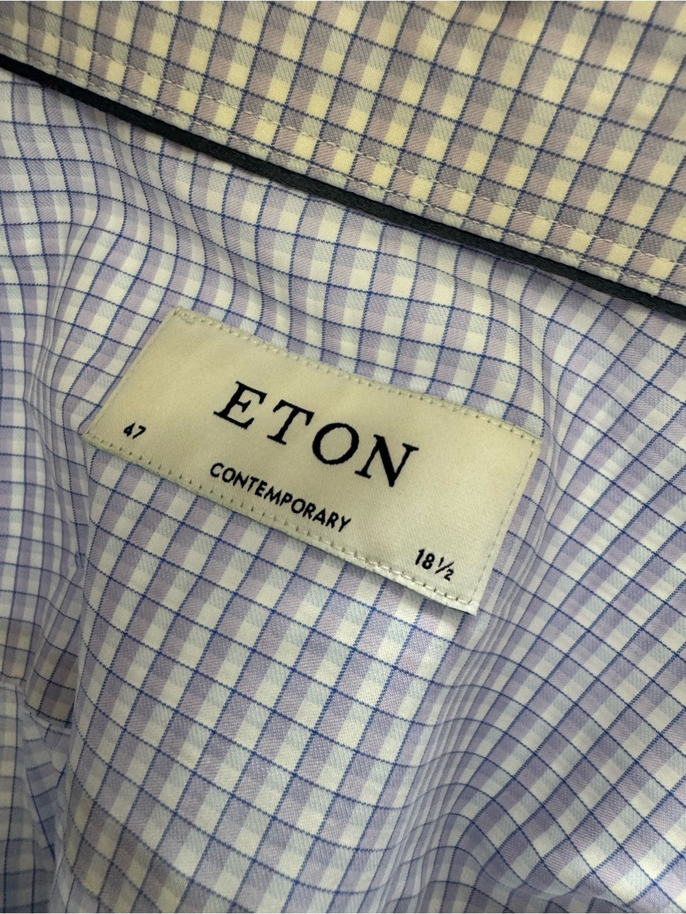 Eton Men’s Light Blue Micro-Check Dress Shirt